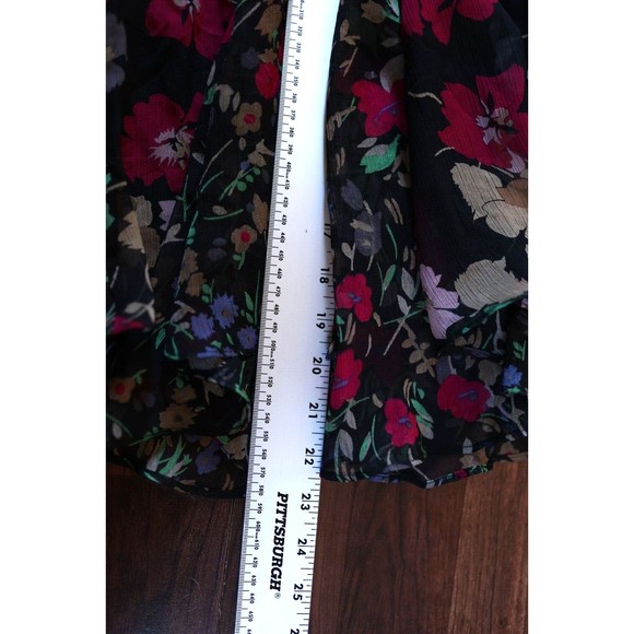 Lauren Ralph Lauren 200587576001 Black Floral Print Chiffon Godet Skirt Size 12 - Picture 3 of 9